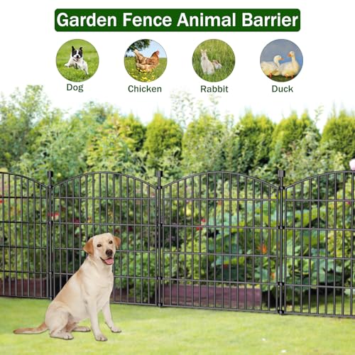 5 Panel No Dig Decorative Garden Fence 32" H x 11.8'L Outdoor Dog Barrier (32 in(H) X 11.8 ft(L))