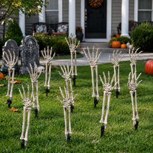 12PC Realistic Skeleton Arm Stakes Halloween Decorations for Lawn Stakes Garden Groundbreaker Halloween Skeleton Decoration (12 Arm Stakes)