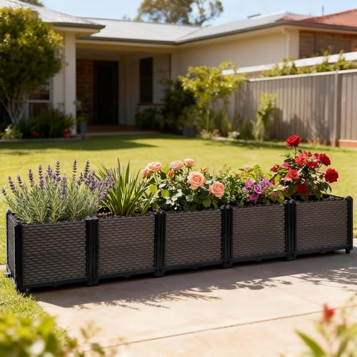 Large Raised Planter Box Outdoor Self Watering 78.7"x15.7"x14.2" (L 79"xW 16"xH 14")