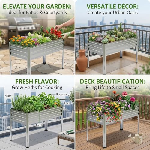 2PCS Galvanized Raised Garden Beds with Legs 48x24x32in (2 PCS)