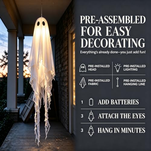 3 Packs Halloween Decorations Outdoor (3PK-HANGING-GHOST)