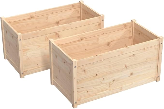 Garden Planters,Garden Decoration,Backyard Raised Beds,Freestanding Planters,Gardening Accessories,Herb Planters,for Balconies,Terraces,Gardens,2 pcs 39.4"x19.7"x19.7" Solid Wood Pine