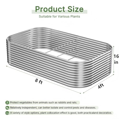 2 PCS Tall 8x4ft Galvanized Raised Garden Bed Outdoor (8x4ft)
