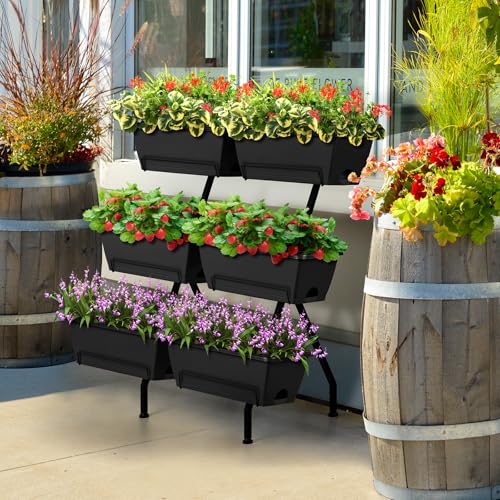 Raised Garden Beds Outdoor with Planter Boxes Vertical Raised Bed with Legs (Black)