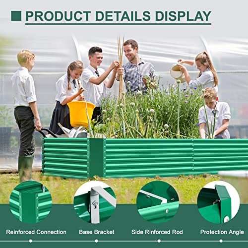 6×3×2 ft Galvanized Metal Raised Garden Bed (6×3×2ft（Rectangular） / Green)