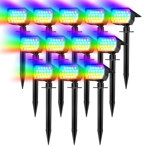 Solar Spot Lights Outdoor Spotlight Christmas 12 Pack Color Changing (Multicolor / 12 Pack)