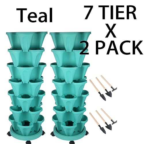 Vertical Planter Tower (Teal / 7 Tier)