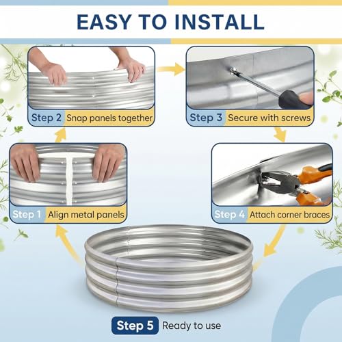 Galvanized Raised Garden Bed Kit (2×2×1ft / 1-silver)