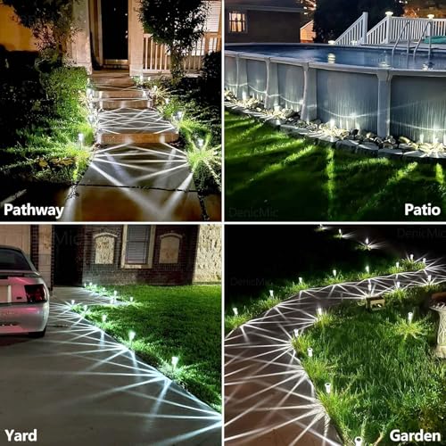 Solar Lights Outdoor Waterproof 10 Pack Pathway Lights Cool White (Cold 10Pack)