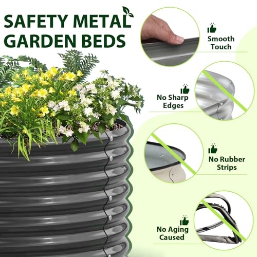 Anleolife 8x4x2ft Oval Deep Root Galvanized Raised Garden Bed (Quartz Grey-oval Round / 96x48x24'' Tall)
