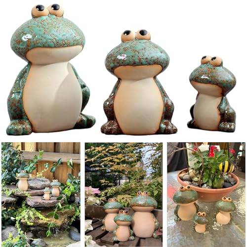 Ceramic Frog Garden Decor Set of 3
