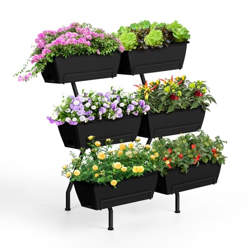 Raised Garden Beds Outdoor with Planter Boxes Vertical Raised Bed with Legs (Black)