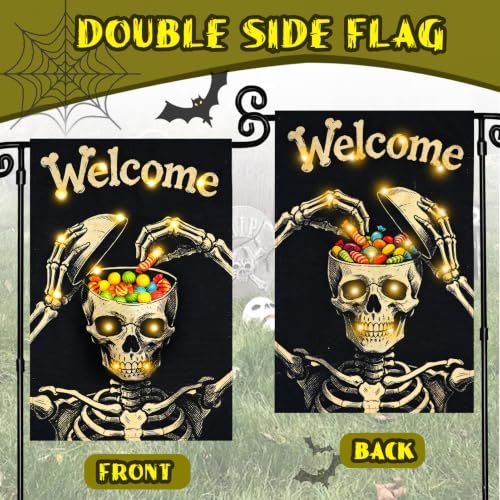 Halloween Lighted Garden Flag (Multicolor Skeleton / 12x18 Inch)