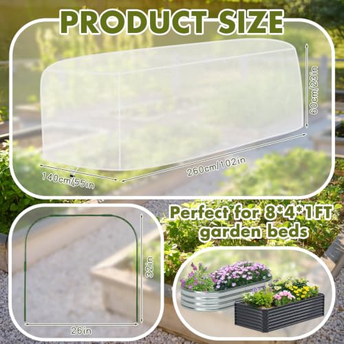 2 Pack Garden Netting for Raised Beds with Hoops (for 8x4x2 ft)