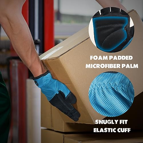 Work Gloves for Men & Women (Black Blue (1 Pair) / Small)