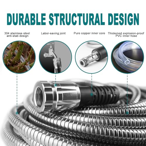 25FT Metal Garden Hose (Gray / 25FT)