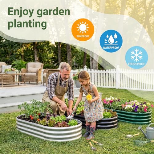 2 Pack 4×2×1ft Galvanized Raised Garden Bed Outdoor (4×2×1ft(2pcs） / 1-silver)
