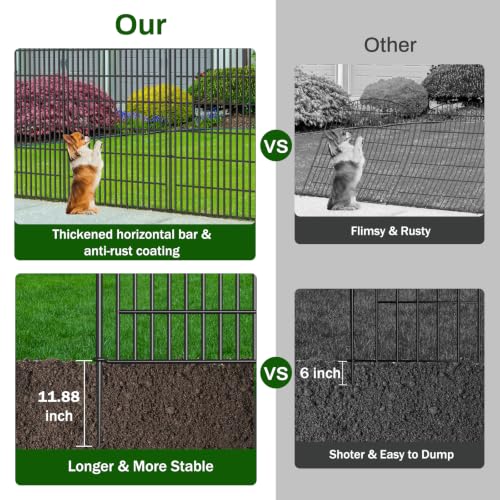 5 Panel No Dig Decorative Garden Fence 48" H x 11.4'L Outdoor Dog Barrier (48 in(H) X 11.4 ft(L))