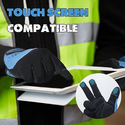 Work Gloves for Men & Women (Black Blue (1 Pair) / Small)