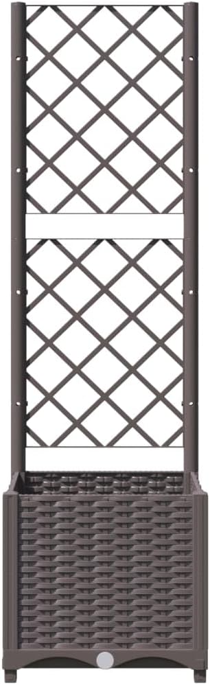 Garden Planter with Trellis Brown 15.7"x15.7"x53.5" PP Elevated Garden Bed Raised Planter Box for Outdoor Use with Climbing Support for Tomatoes and Flowers