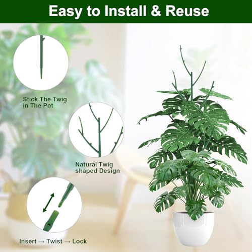 10 Pack Stackable Monstera Plant Support (Dark Green)
