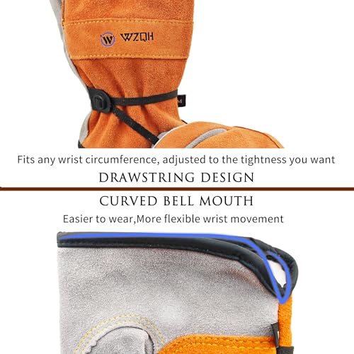 Leather Work Gloves for Men or Women.Gardening (Small (Pack of 1) / Orange - Grey)