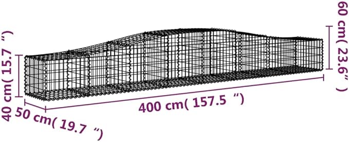Gabion Basket Set of 6, Silver Galvanized Iron, Large 157.5x19.7x23.6 Inch, Durable Rectangular Outdoor Planter for Retaining Walls, Sound Insulation