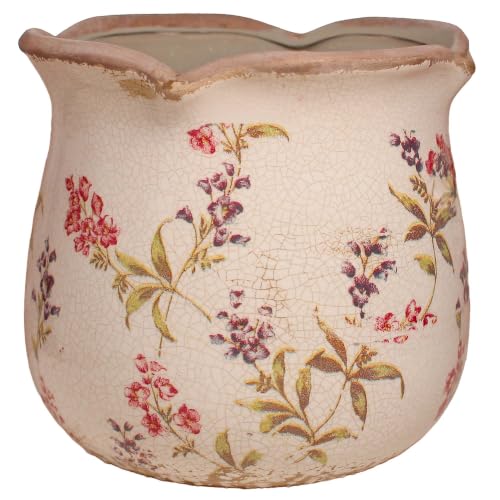 French Farmhouse Ceramic Flower Pot & Utensil Holder for Indoor (Cottage Meadow)