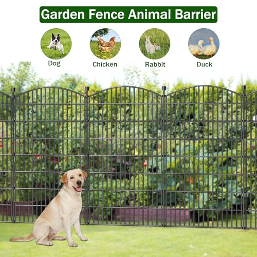 5 Panel No Dig Decorative Garden Fence 48" H x 11.4'L Outdoor Dog Barrier (48 in(H) X 11.4 ft(L))