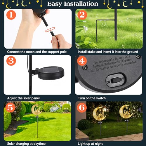 2Pcs Ramadan Solar Lights (Gold A)