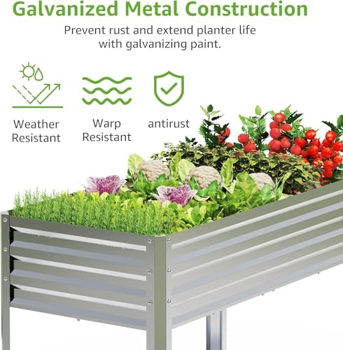 2PCS Galvanized Raised Garden Beds with Legs 48x24x32in (2 PCS)
