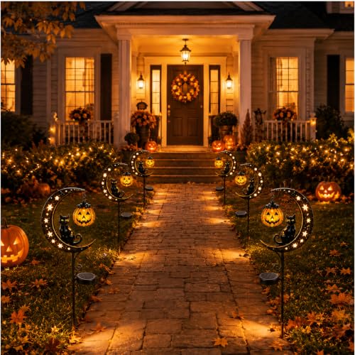 Solar Halloween Black Cat Garden Stake Light