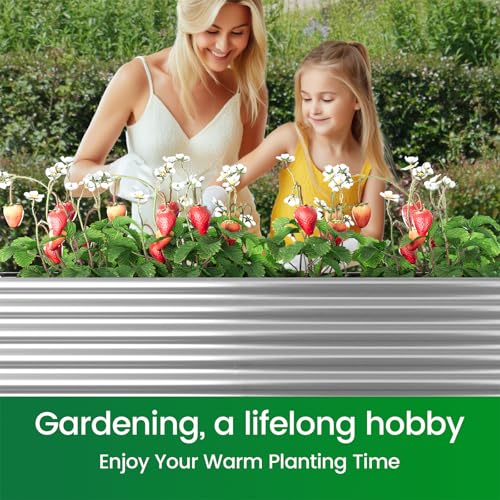 3pcs Tall Galvanized Raised Garden Bed Outdoor (4x2x1.5ft)