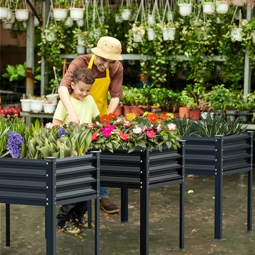 Raised Garden Bed with Legs (Black / 48x24x32in)