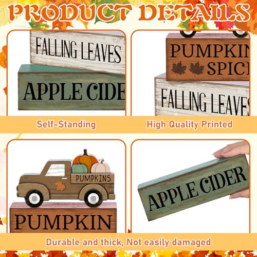 4 Pcs Fall Table Decoration for Home Fall Truck Decor (Pumpkin Truck)