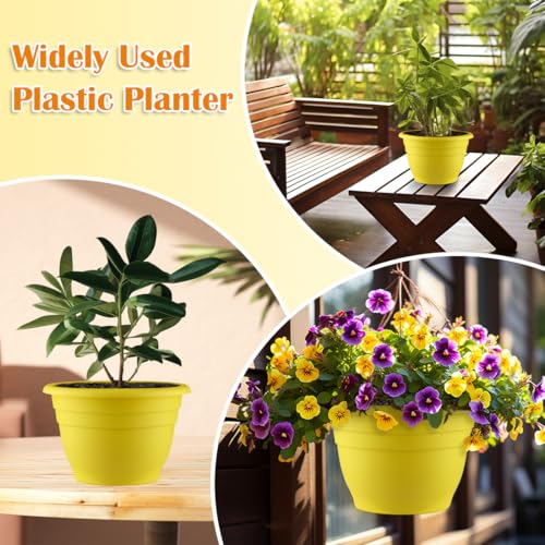 3 Pack 11 Inch Plant Pots for Indoor Outdoor (Yellow / 11 inch)