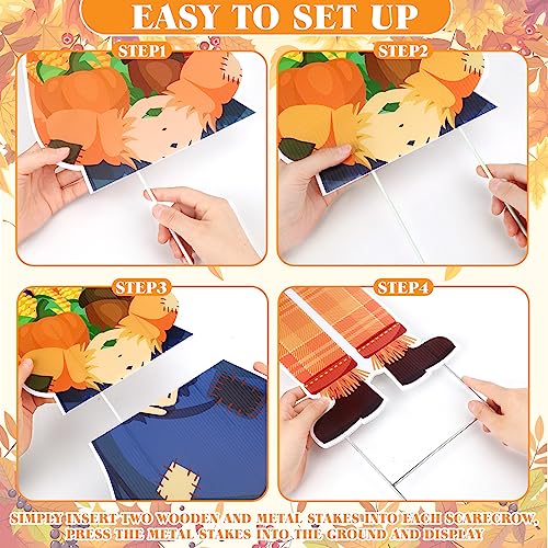 4 Pieces Fall Outdoor Decorations Scarecrow Yard Stake for Garden (Scarecrow)