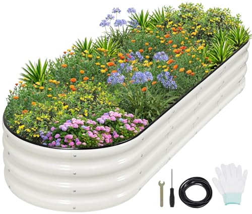 Galvanized Raised Garden Bed Outdoor (White / 6×2×1ft（1pcs）)