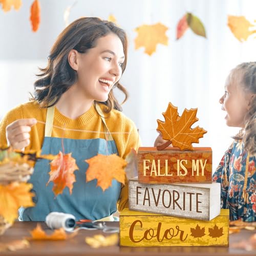 4 Pcs Fall Table Decor Wooden Maple Leaf (Fall Maple Leaf)