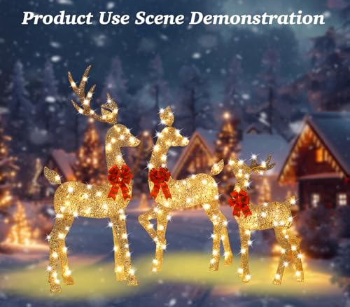 48 Inch 2.5D Gold Lighted Christmas Deer Decorations 3 (SDL-2D-001)