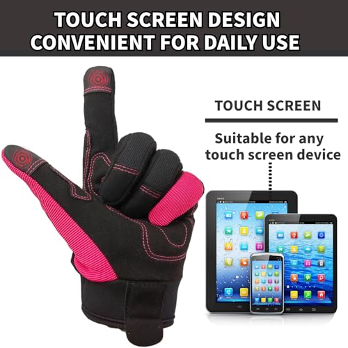 2 Pairs Women Work Gloves (2 Pairs Per Pack-pink Work Gloves / Medium)