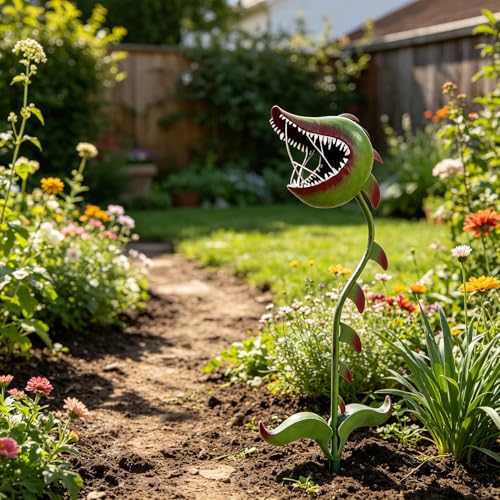 Whimsical Metal Carnivorous Plant Garden Stake (E)