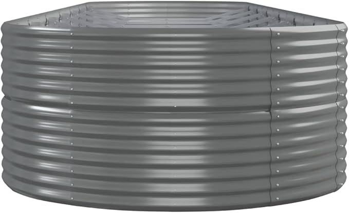 Garden Raised Bed Powder-Coated Steel 229.9"x55.1"x26.8" Gray,Raised Garden Bed,Outdoor Planters for Flower Herb Garden