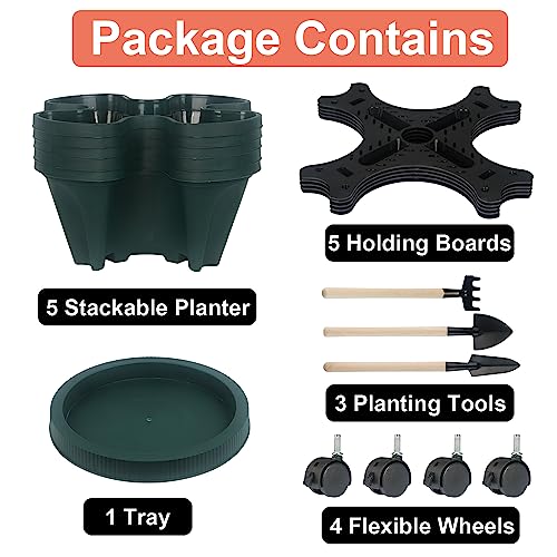 Vertical Planter Tower (Green / 5 Tier)