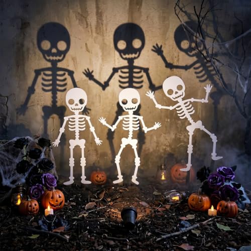 3 Pcs Metal Halloween Decor Outdoor (Skeleton / Bright White)