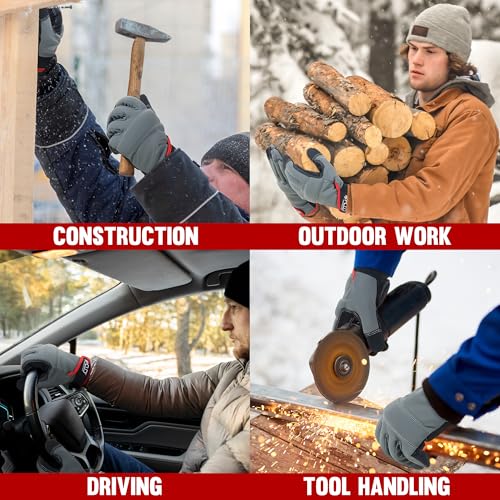 Winter Work Gloves for Men & Women (Matte Grey / 2X-Large)