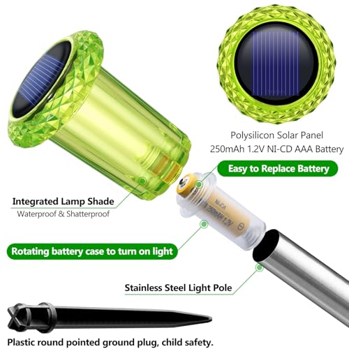 Solar Halloween Lights Outdoor Waterproof 10 Pack Halloween Decor (Green 10Pack)