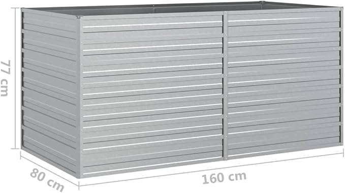 Garden Raised Bed 63"x31.5"x30.3" Galvanized Steel Silver,Raised Garden Bed,Outdoor Planters for Flower Herb Garden