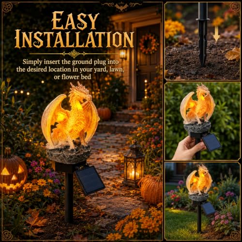 Dragon Legacy Golden Ember Edition Solar Garden Light Statue