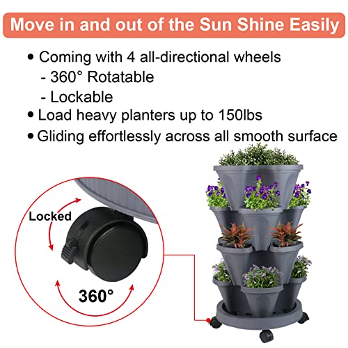 Vertical Planter Tower (Dark Gray / 4 Tier)